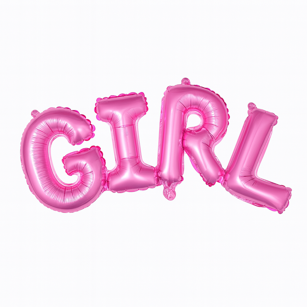 BOY/ GIRL Foil Air Fill Gender Reveal Balloons pink GIRL foil balloon for gender reveal parties and celebrations.
