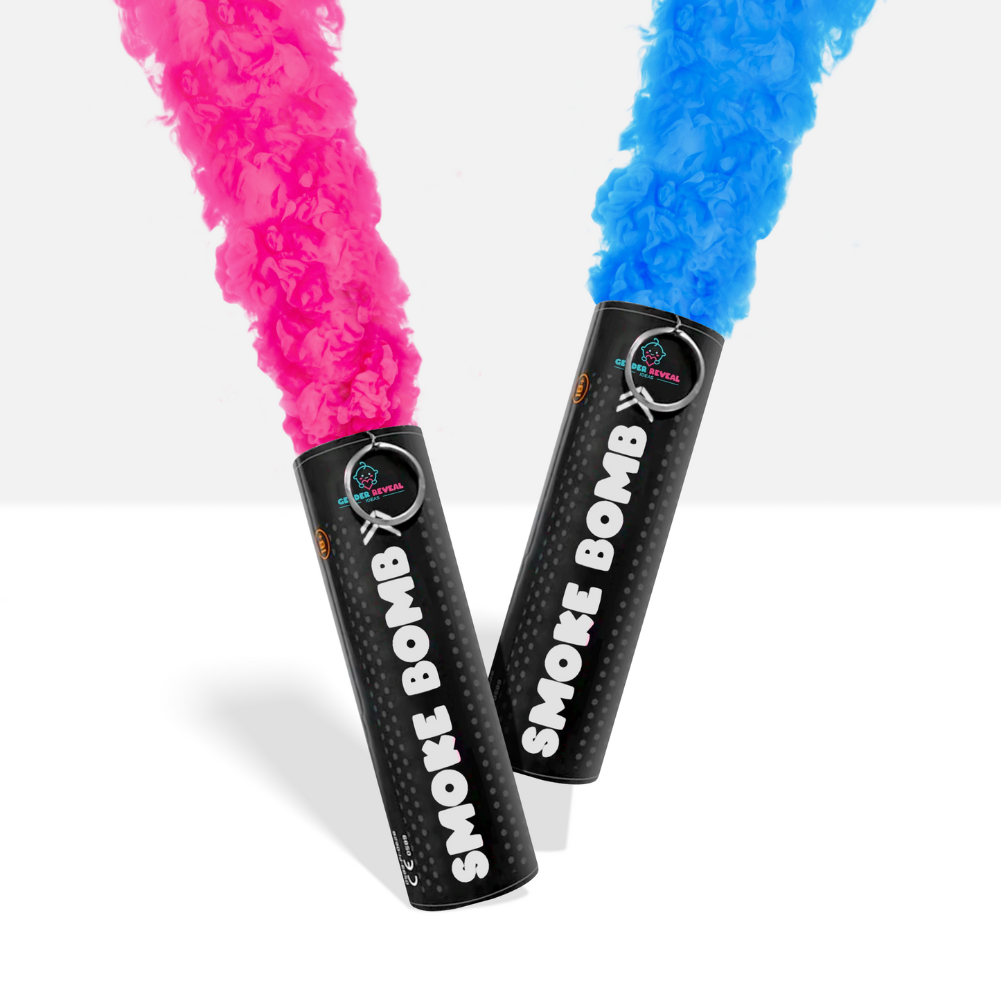 Gender Reveal Smoke Bombs emitting vibrant pink and blue smoke for exciting gender reveal celebrations.