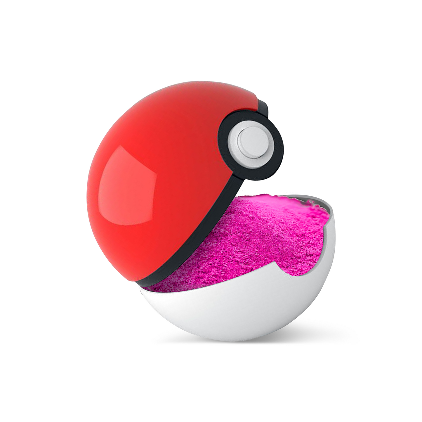 Gender Reveal Poke Ball 2 pack featuring an opened red and white Poke Ball sphere displaying bright pink powder inside, positioned against a white background, perfect for Pokemon-themed gender reveal celebrations
