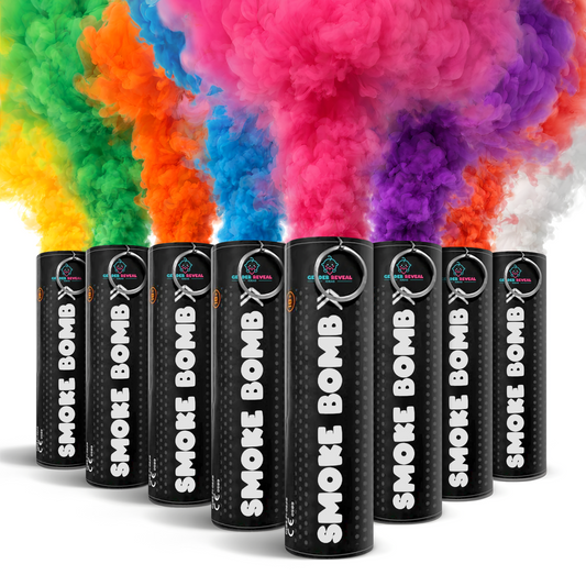 Pink and blue gender reveal smoke bombs — best gender reveal ideas Perth 2026