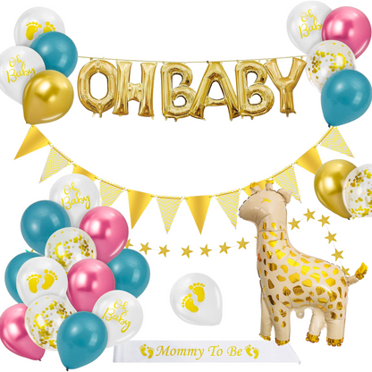 Large "OH BABY" Foil Balloon Set (Gold)