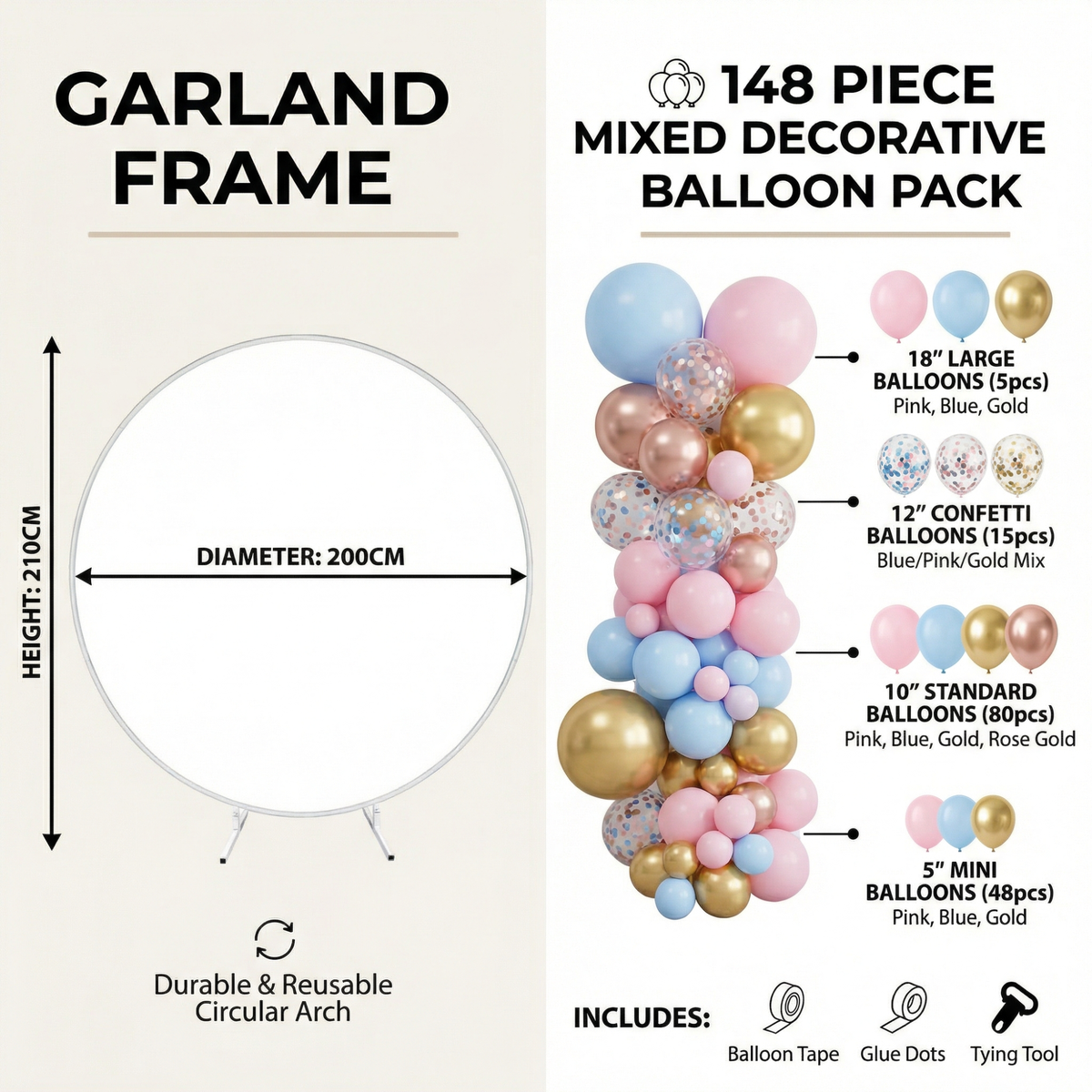 DIY gender reveal balloon garland add-on decorations display