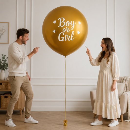 Deluxe Gold Mega Gender Reveal Balloon Helium | Gold Coast Pick Up Only