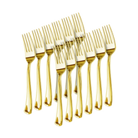 Gold Re-Usable Party Forks arranged in a cluster, showcasing elegant and sustainable gold finish for stylish events.