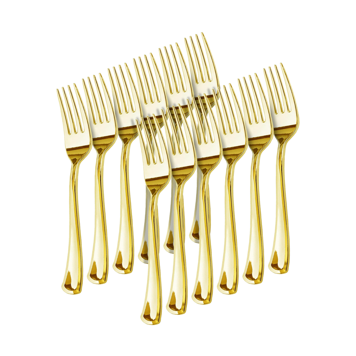 Gold Re-Usable Party Forks set of elegant eco-friendly recyclable forks for stylish and sustainable party dining.
