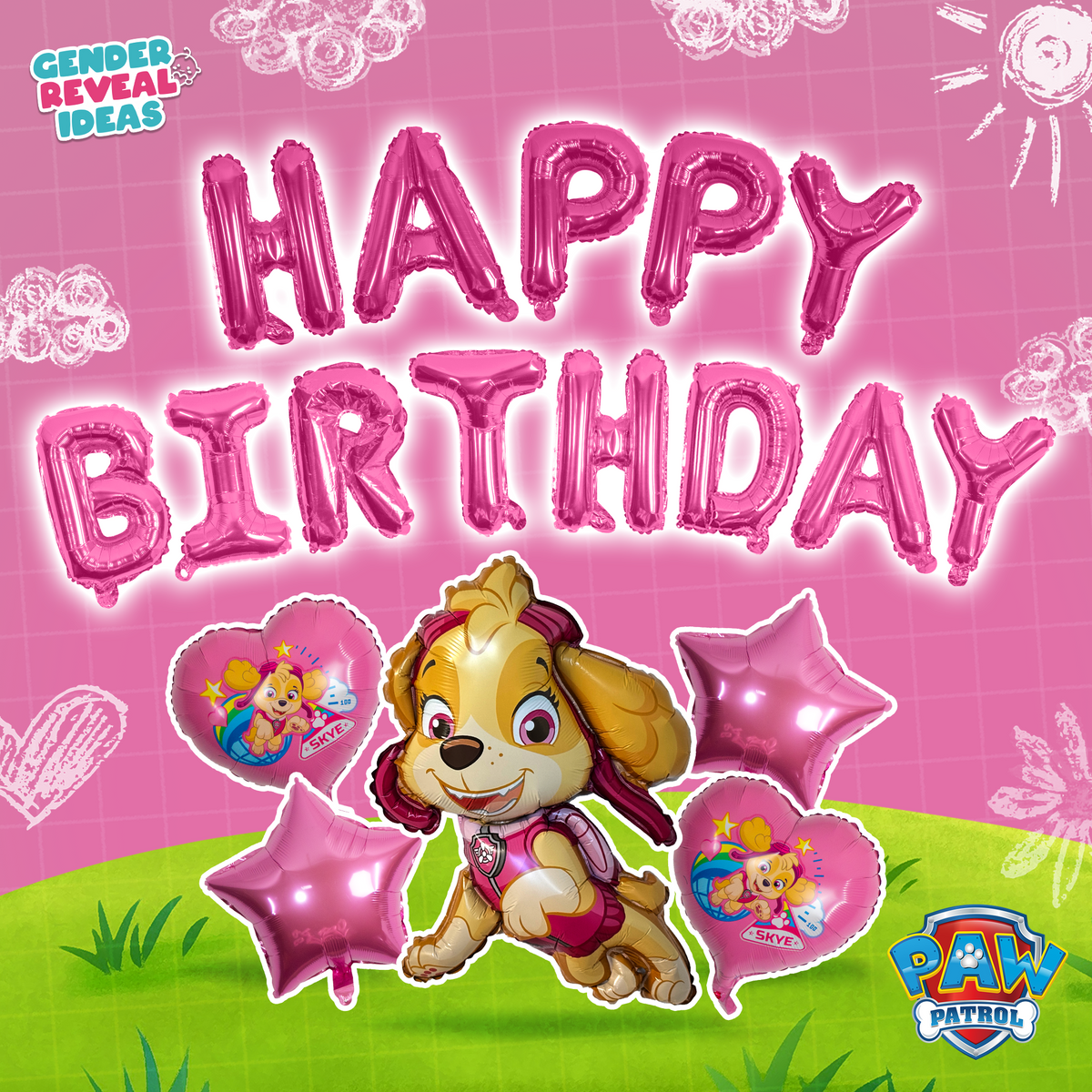 Paw Patrol Birthday Foil Balloon Set (Skye)