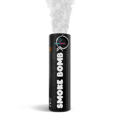 Gender Reveal Smoke Bombs emitting white smoke with self-lighting pull ring for gender announcement events.