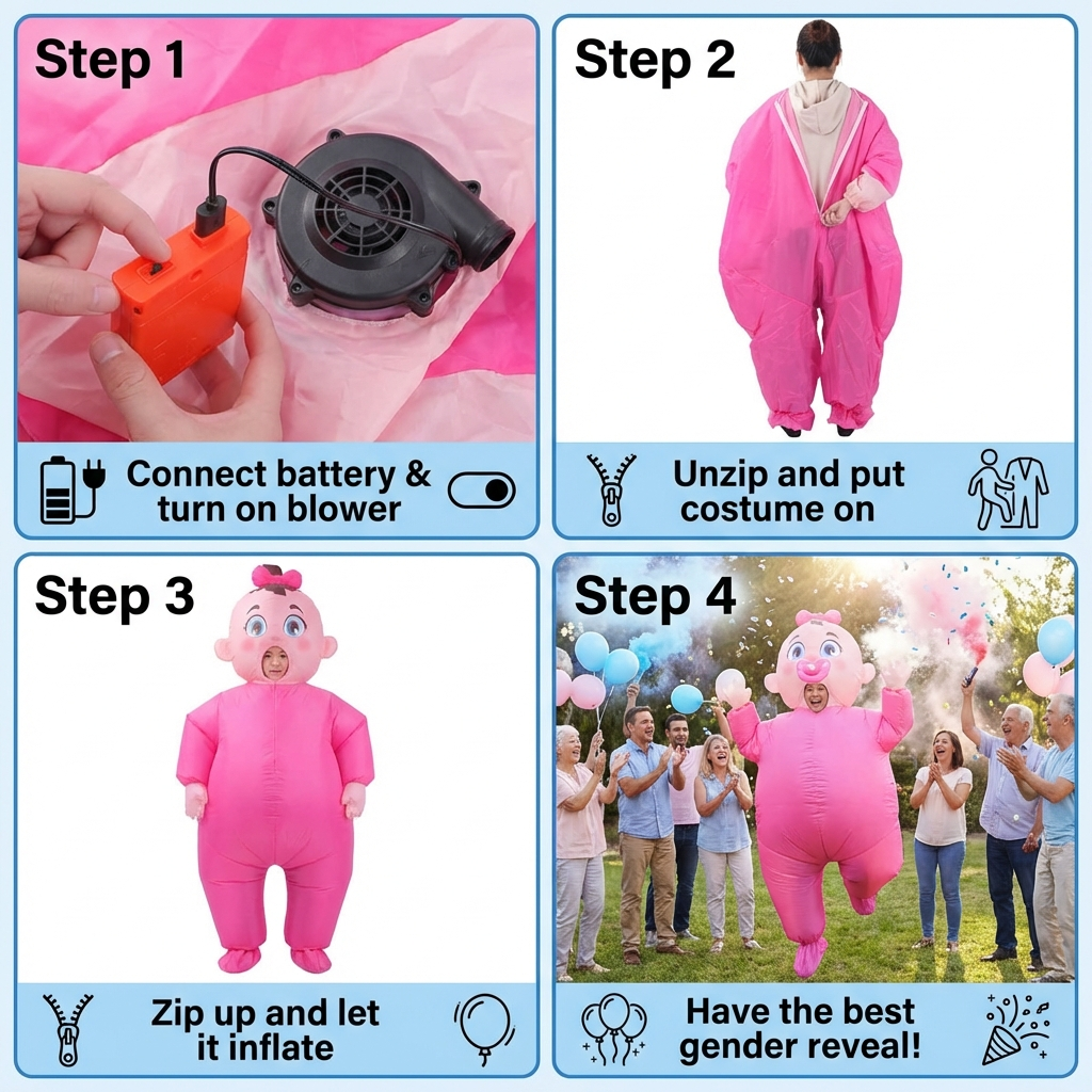 Custom inflatable baby costume for gender reveal party