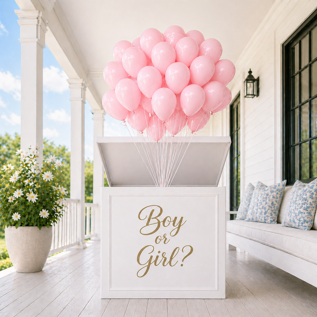 Gender Reveal Helium Balloon Box Hire