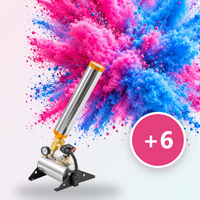 TNT gender reveal cannon with a plus six upgrade badge